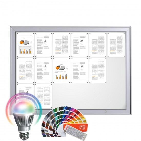 LED-RAL MAXI Notice Board &ndash; Magnetic 18 x DIN A4