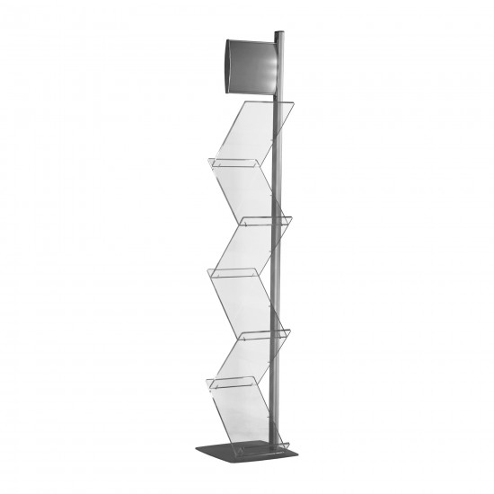 Brochure Stand Zig Zag &ldquo;Single Leg&rdquo; with Header - 6xA4