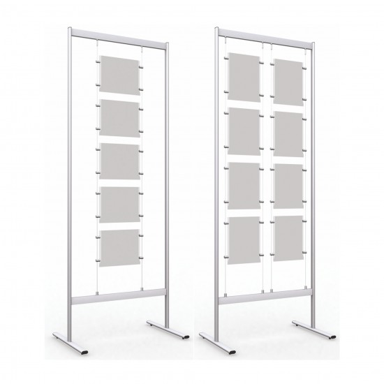 Cable Display Stands &ldquo;Wiro Eco&rdquo;  - 4 x DIN A3 (420 mm. x 297 mm.) - Landscape