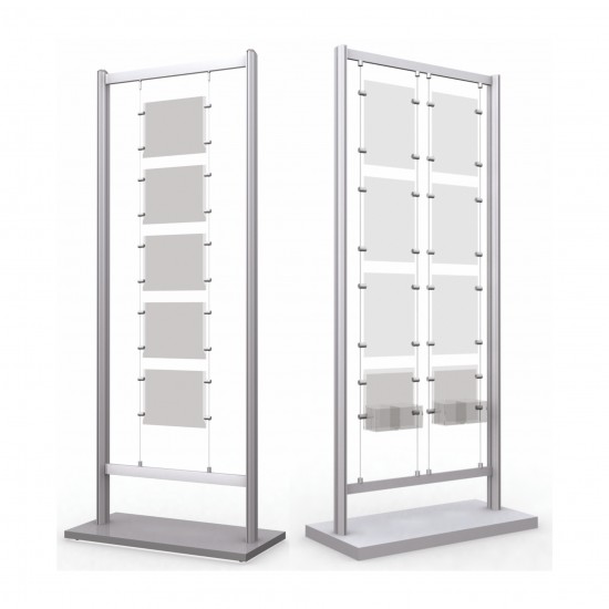 Cable Display Stands &ldquo;Wiro Lux&rdquo;  - 4 x DIN A3 (420 mm. x 297 mm.) - Landscape