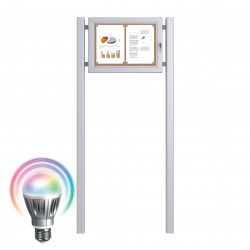 Free Standing LED Noticeboard with Baseplate - Cork 2 x DIN A4