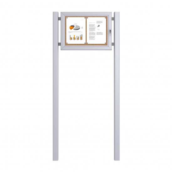 Free Standing Noticeboard with Baseplate - Cork 2 x DIN A4