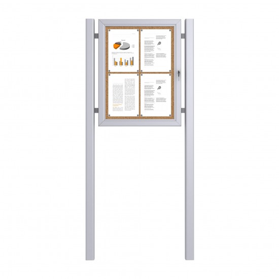 Free Standing Noticeboard with Baseplate - Cork 4 x DIN A4