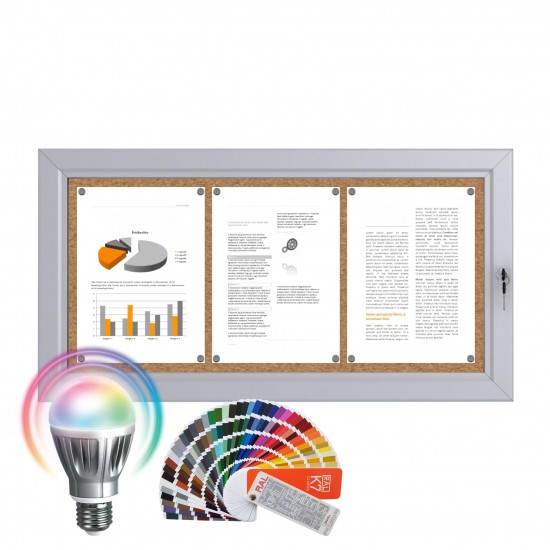 LED-RAL Notice Board &ndash; Cork 3 x DIN A4