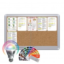 LED-RAL MAXI Sliding Notice Board &ndash; Cork 10 x DIN A4