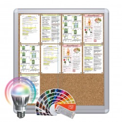 LED-RAL MAXI Sliding Notice Board &ndash; Cork 12 x DIN A4
