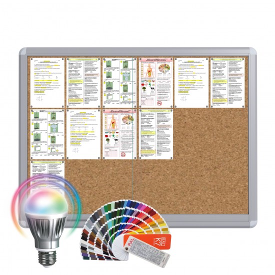 LED-RAL MAXI Sliding Notice Board &ndash; Cork 18 x DIN A4