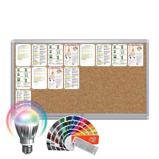 LED-RAL MAXI Sliding Notice Board &ndash; Cork 24 x DIN A4