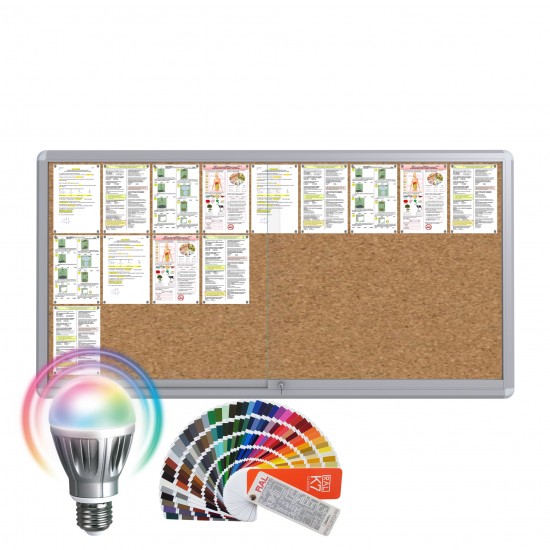 LED-RAL MAXI Sliding Notice Board &ndash; Cork 27 x DIN A4