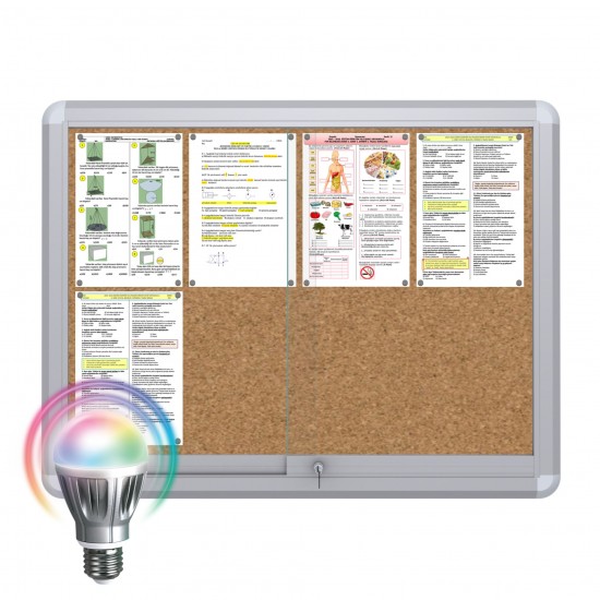 LED MAXI Sliding Notice Board &ndash; Cork 8 x DIN A4