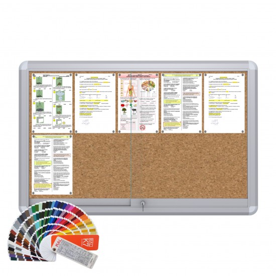 RAL MAXI Sliding Notice Board &ndash; Cork 10 x DIN A4