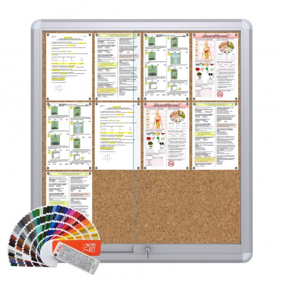 RAL MAXI Sliding Notice Board &ndash; Cork 12 x DIN A4