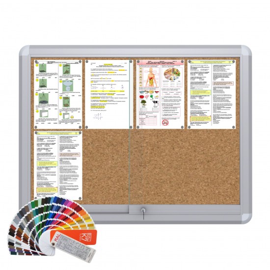 RAL MAXI Sliding Notice Board &ndash; Cork 8 x DIN A4
