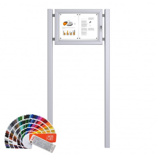 Free Standing RAL Noticeboard - Magnetic 2 x DIN A4