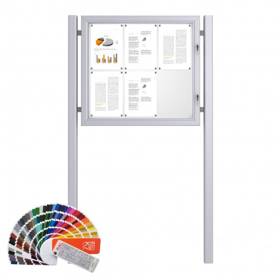 Free Standing RAL Noticeboard - Magnetic 6 x DIN A4