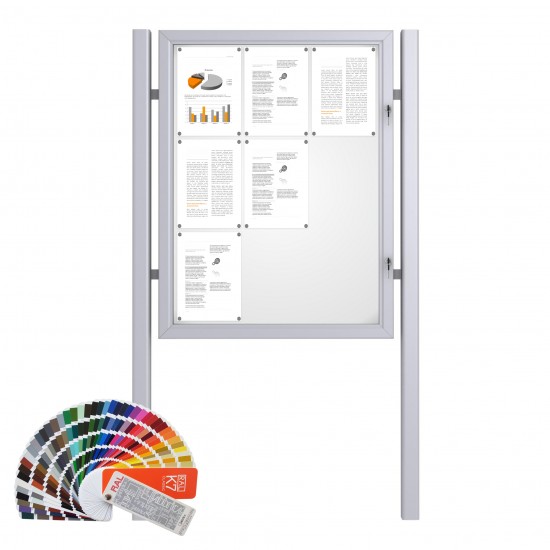 Free Standing RAL Noticeboard with Baseplate - Magnetic 9 x DIN A4