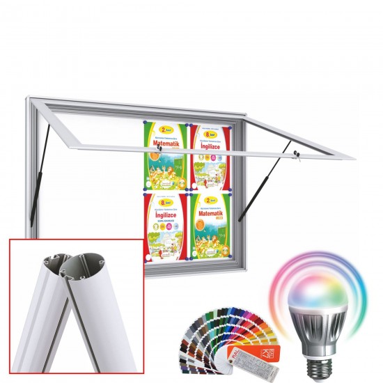 MIDI Free Standing LED-RAL Noticeboard with Baseplate - Magnetic 8 x DIN A4