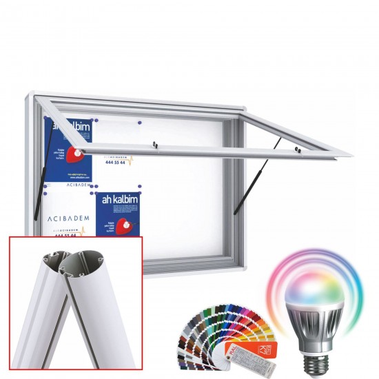 SUPER MAXI Free Standing LED-RAL Noticeboard - Magnetic 18 x DIN A4