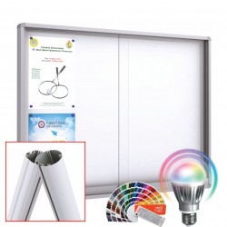 MIDI Sliding Free Standing LED-RAL Noticeboard with Baseplate - Magnetic 10 x DIN A4 (Round Corner)