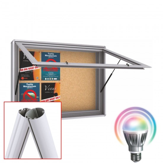 SUPER MAXI Free Standing LED Noticeboard - Cork 12 x DIN A4