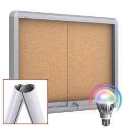 MAXI Sliding Free Standing LED Noticeboard - Cork 10 x DIN A4