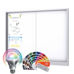LED-RAL MIDI Sliding Notice Board &ndash; Magnetic 10 x DIN A4 (Mitred Corner)