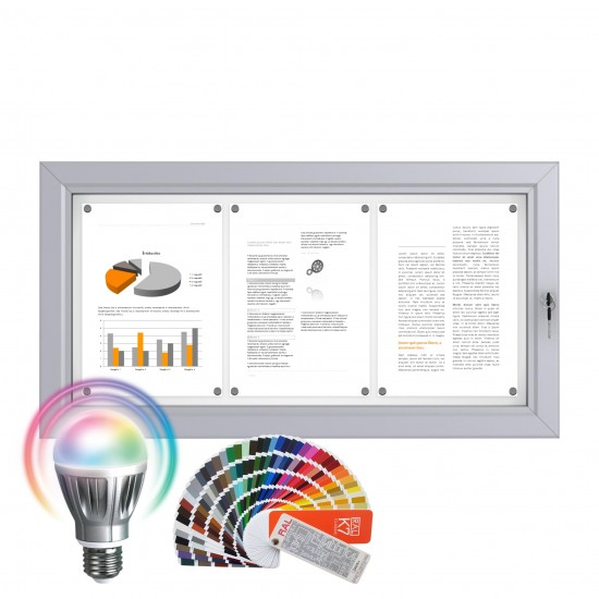 LED-RAL Notice Board &ndash; Magnetic 3 x DIN A4