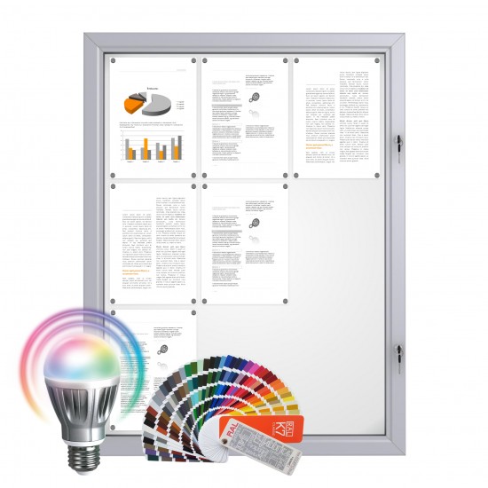 LED-RAL Notice Board &ndash; Magnetic 9 x DIN A4