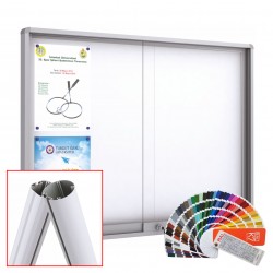 MIDI Sliding Free Standing RAL Noticeboard with Baseplate - Magnetic 10 x DIN A4 (Round Corner)