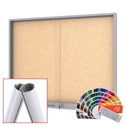 MIDI Sliding Free Standing RAL Noticeboard with Baseplate - Cork 18 x DIN A4 (Mitred Corner)