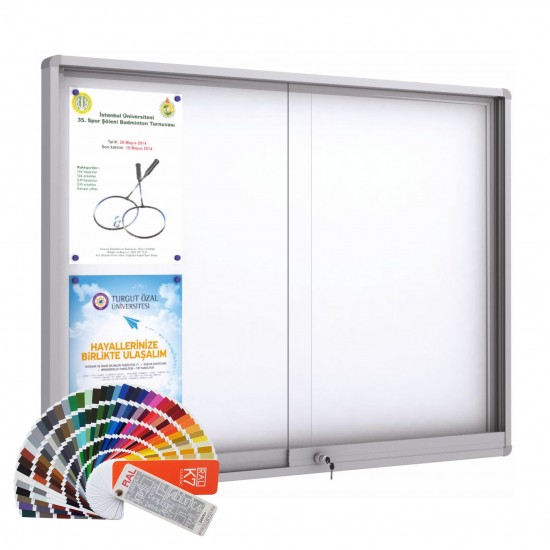 RAL MIDI Sliding Notice Board &ndash; Magnetic 9 x DIN A4 (Round Corner)
