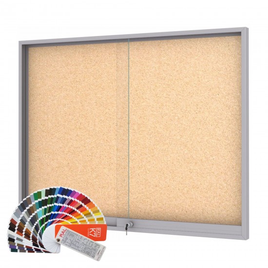 RAL MIDI Sliding Notice Board &ndash; Cork 18 x DIN A4 (Mitred Corner)