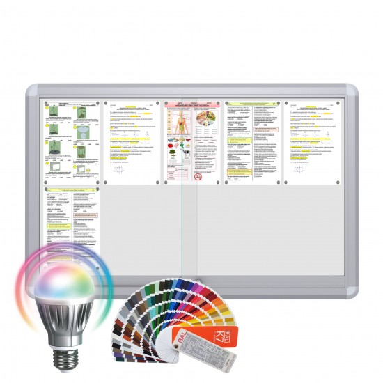 LED-RAL MAXI Sliding Notice Board &ndash; Magnetic 10 x DIN A4