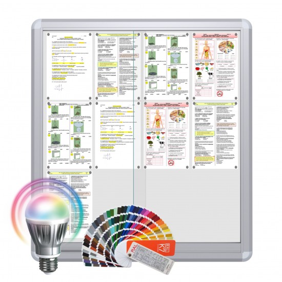 LED-RAL MAXI Sliding Notice Board &ndash; Magnetic 12 x DIN A4