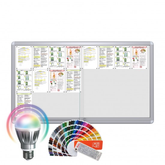 LED-RAL MAXI Sliding Notice Board &ndash; Magnetic 24 x DIN A4