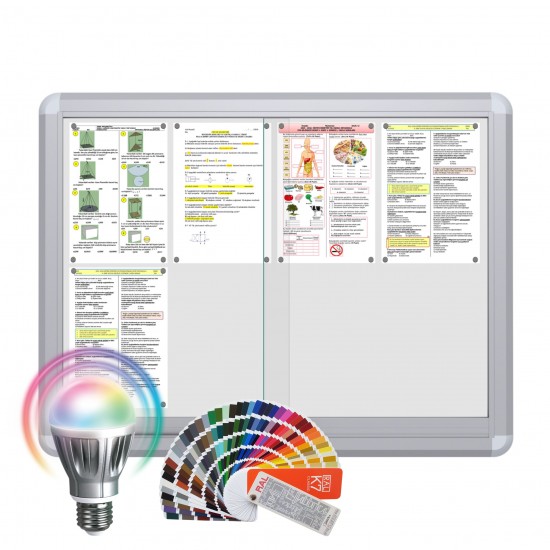 LED-RAL MAXI Sliding Notice Board &ndash; Magnetic 8 x DIN A4