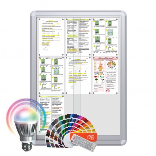 LED-RAL MAXI Sliding Notice Board &ndash; Magnetic 9 x DIN A4