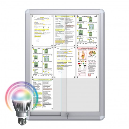 LED MAXI Sliding Notice Board &ndash; Magnetic 9 x DIN A4