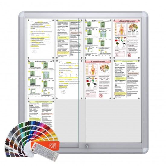 RAL MAXI Sliding Notice Board &ndash; Magnetic 12 x DIN A4