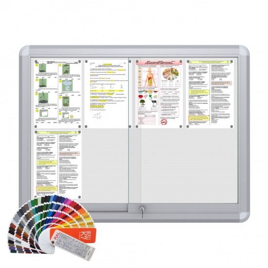RAL MAXI Sliding Notice Board &ndash; Magnetic 8 x DIN A4