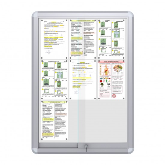 MAXI Sliding Notice Board &ndash; Magnetic 9 x DIN A4