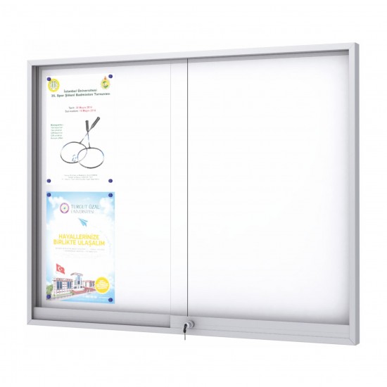 MIDI Sliding Notice Board &ndash; Magnetic 24 x DIN A4 (Mitred Corner)