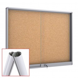 MIDI Sliding Free Standing Noticeboard with Baseplate - Cork 15 x DIN A4 (Round Corner)